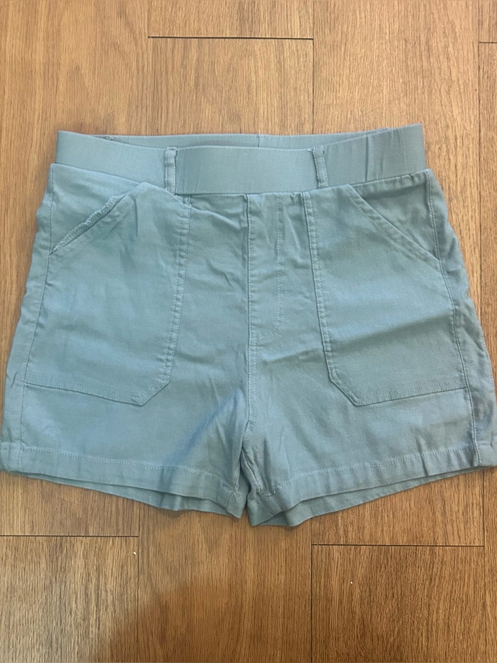 Blue Green Pull On Utility Shorts Size S Small Elastic Waist